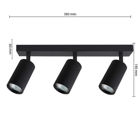 Lampa Sufitowa Spot Tuba Reflektor Oprawa Halogenowa 3x GU10 Ruchomy Czarny Lucerno Masterled