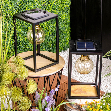 Lampa Solarna LED Zewnętrzna Ogrodowa Stojąca Wisząca Latarenka 3000K IP44 26cm Czujnik Zmierzchu