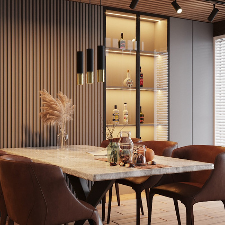 Lampa Sufitowa Oprawa Natynkowa SPOT TUBA 2x GU10 Wisząca Zwis Tubularna Czarna Złota Nowoczesna Loopez Sollux