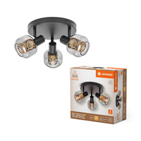 Lampa Sufitowa LED Ściemnialna 3-Punktowy Dekoracyjny Okrągły Ozdobny E14 8.4W Ściemnialna Black LEDVANCE
