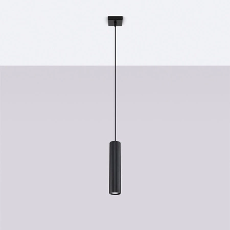 Lampa Wisząca Sufitowa Zwis Tuba Spot 1x GU10 Czarna Karbon Deep Space SL.1573 Sollux