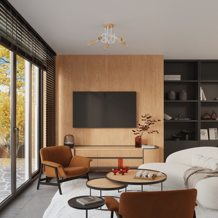 Lampa Ścienna Kinkiet 1x E27 Naturalne Drewno Biała Ember Peach Puff SL.1473 Sollux