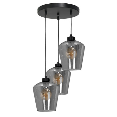 Lampa wisząca SANTIAGO 3xE27 Klosz Przydymione Szkło MLP6612 Metal + Szkło