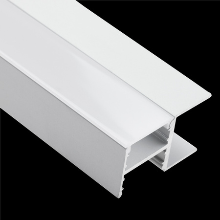 Profil Meblowy Aluminiowy Anodowany do taśm LED KM48 Srebrny Regałowy Nawierzchniowy 2m + Przesłona mleczna + Zaślepki