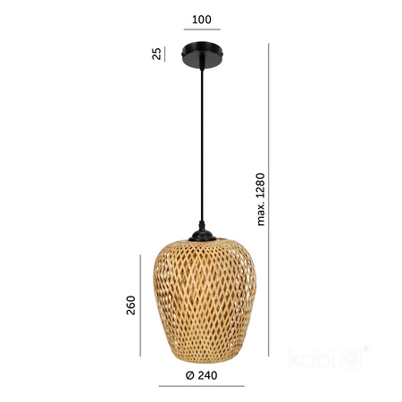 Lampa Wisząca Dekoracyjna Zwis Bambusowa E27 Boho Bern Kobi