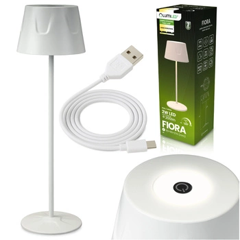 Lampa Ogrodowa LED Stojąca Ozdobna Stołowa Nocna USB Ściemnialna Dotykowa Biała FIORA LUMILED