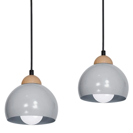 Lampa wisząca w stylu skandynawskim sufitowa szara MiLAGRO DAMA 3x E27 Drewno + metal