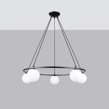 Lampa Sufitowa Wisząca Zwis 5x G9 Żyrandol Geometryczna Czarna Nowoczesna Yoli Sollux