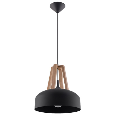 Lampa Sufitowa Wisząca Zwis E27 Okrągła Czarna Brązowa Nowoczesna Casco Sollux