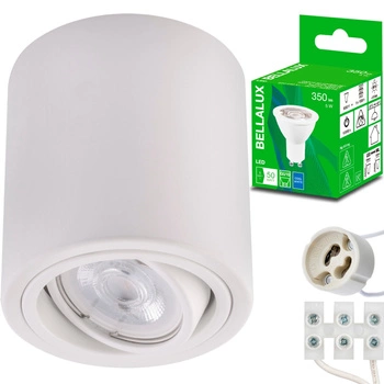 Oprawa Natynkowa HALOGENOWA Aluminiowa Biała SPOT TUBA 10cm + Żarówka LED GU10 5W 4000K Bellalux