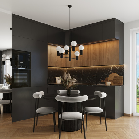 Lampa Wisząca Żyrandol 6x G9 Aluminiowa Czarna Halo French Sky SL.1830 Sollux