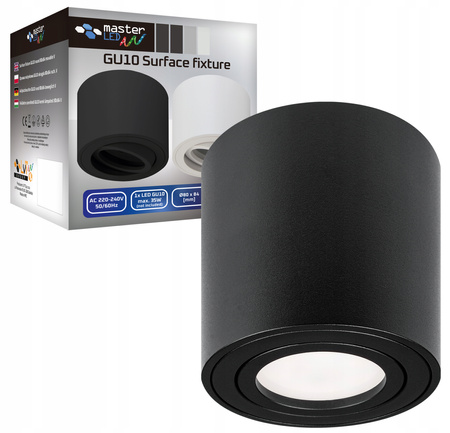 Oprawa Natynkowa Halogenowa Tuba Reflektor Spot GU10 Okrągła Ruchoma Czarna Masterled