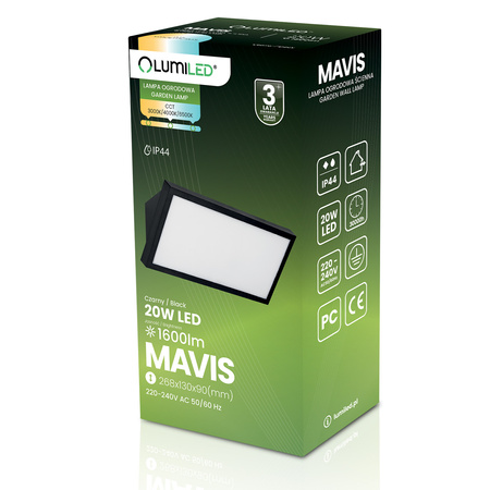 Lampa Ogrodowa Zewnętrzna Kinkiet Elewacyjny CCT 20W LED IP44 MAVIS LUMILED