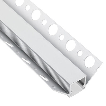 Profil Aluminiowy Podtynkowy Architektoniczny Narożny Typ Z do LED Wpuszczany do Płyt KARTON / GIPS 1m + Mleczny Klosz