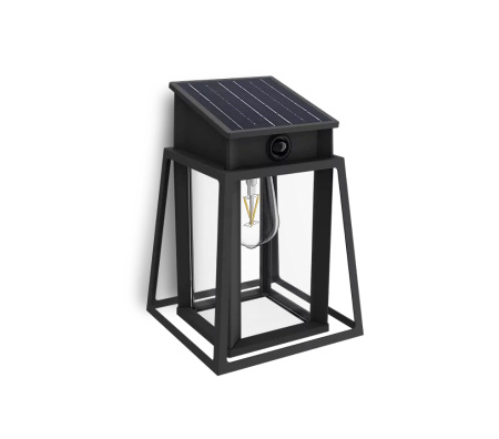 Kinkiet Ogrodowy Lampa Solarna Elewacyjna Zewnętrzna LED 3.2W 470lm 4000K IP44 z Czujnikiem Ruchu i Zmierzchu Czarna Lysin Ultra Efficient Philips