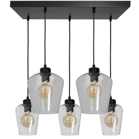 Lampa wisząca SANTIAGO 5xE27 Klosz Transparentne Szkło MLP6615 Metal + Szkło