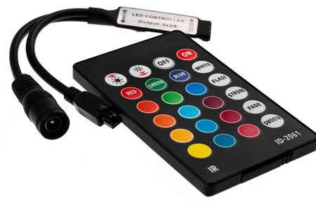 Sterownik do taśm LED RGB IR 24 PRZYCISKI 72W 3x2A 12V DC MINI + PILOT