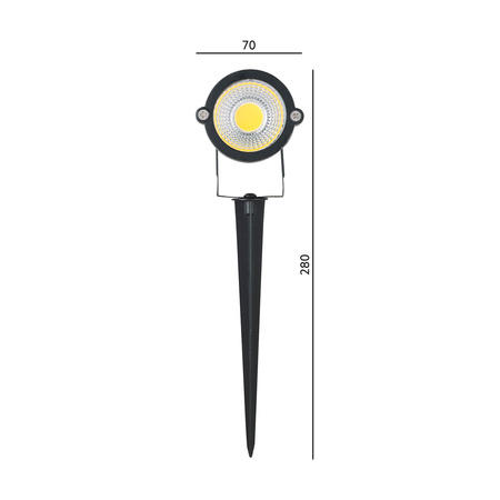 Lampa Ogrodowa LED Reflektor Wbijany Zewnętrzny 5W 400lm 3000K Ciepły IP65 Czarny Blake Kobi