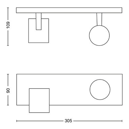Lampa Sufitowa Reflektor Natynkowy 2x GU10 Czarna Runner Philips