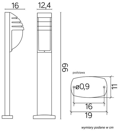 Lampa Ogrodowa Zewnętrzna Stojąca SŁUPEK CITY 11836 R BL E27 99cm Su-Ma