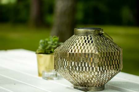 Lampa LED solarna Lampion ogrodowa filament LATARENKA wisząca metalowa miedziana