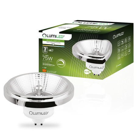 Żarówka LED GU10 ES111 10W = 75W 1055lm 4000K Neutralna 24° Srebrna Ściemnialna LUMILED