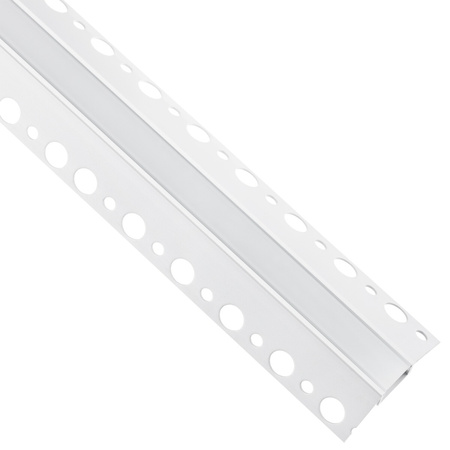Profil Aluminiowy Podtynkowy Architektoniczny Narożny Typ Z do LED Wpuszczany do Płyt KARTON / GIPS 2m + Mleczny Klosz