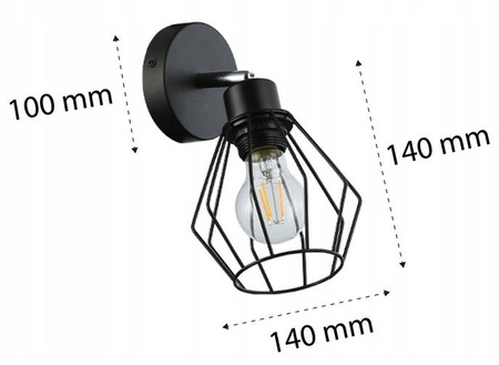 Lampa Ścienna Reflektor Kinkiet Spot E27 Ruchomy Czarny Otto Masterled