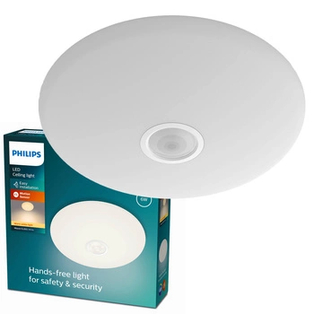 Lampa Sufitowa Plafon LED 6W 600lm 2700K Biała z Czujnikiem Ruchu Mauve Philips