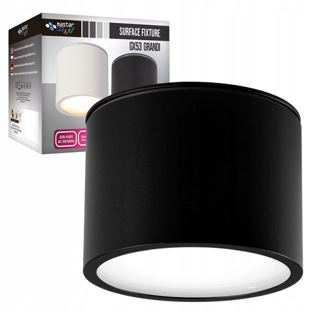 Oprawa Natynkowa LED GRANDI Halogenowa Sufitowa GX53 IP54 Tuba Okrągła Czarna