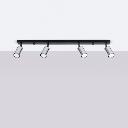 Lampa Sufitowa Oprawa Natynkowa SPOT TUBA Reflektor 4x GU10 Tubularna Czarna Chrom Nowoczesna Winx Sollux