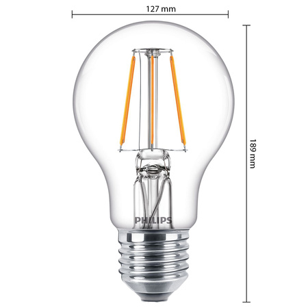 Zestaw 6x Żarówka LED E27 A60 4.3W = 40W 470lm 2700K Ciepła Filament PHILIPS