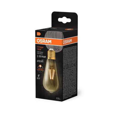 Żarówka LED Dekoracyjna ST64 Edison E27 4W = 35W 410lm 2400K Ciepła 300° Vintage 1906 Osram