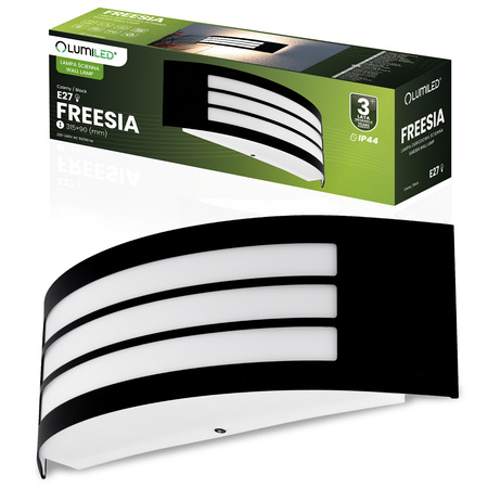 Kinkiet Ogrodowy Elewacyjny Lampa Zewnętrzna E27 CZARNA IP44 FREESIA LUMILED