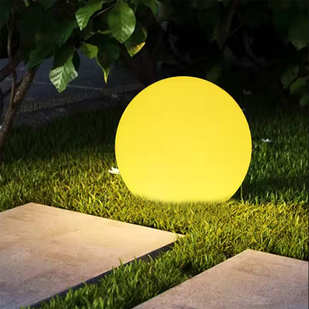 Lampa Solarna Ogrodowa LED ATRIS Wbijana Naziemna Biała Kula 30cm RGB LUMILED