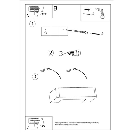 Lampa Ścienna Oprawa Natynkowa E27 Prostokątna Biała Nowoczesna Magnet Sollux