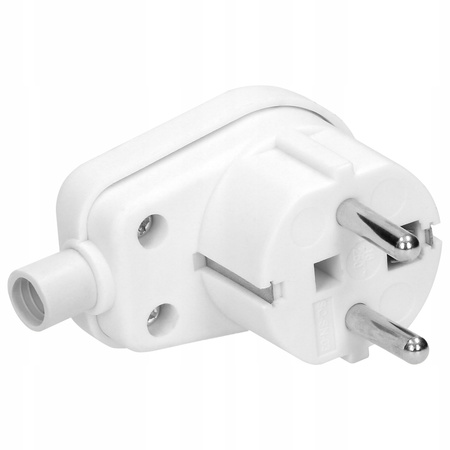 Wtyczka Elektryczna Kątowa Wtyk UNI-SCHUKO z Uziemieniem Rozbieralna Biała ORNO