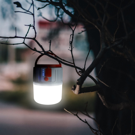 Lampa Solarna LED Kempingowa 3W 400lm 7000K Zimna Biała Pomarańczowy IPX4 z Czujnikiem Zmierzchu Sanico Goldlux