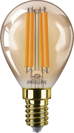 Żarówka LED Kulka E14 P45 6W = 40W 470lm 1800K Ciepła Filament Bursztynowa PHILIPS