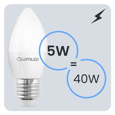 Zestaw 6x Żarówka LED E27 B35 5W = 40W 470lm 6500K Zimna 180° LUMILED