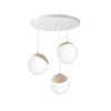 Lampa wisząca SFERA 3xE14 Białe Kule Drewniane Detale MLP5425 Milagro Metal + Drewno + Szkło