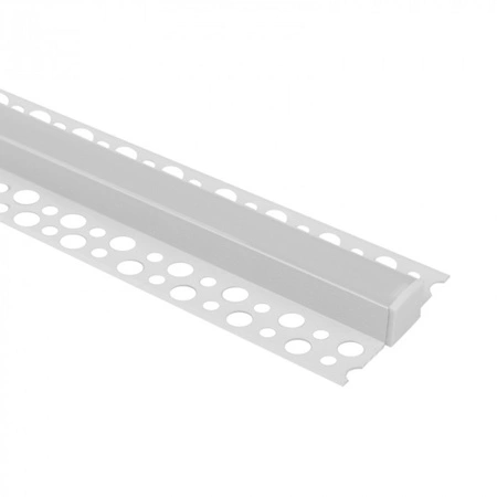 Profil Aluminiowy LED do Płyt GK Gipsowych REGIPS Podpłytkowy do Glazury Biały 1m z Kloszem Mlecznym do Taśm LED + Zaślepki seria GN Ecolight
