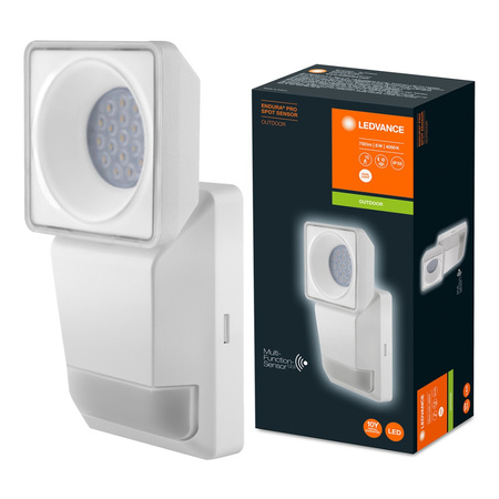 Naświetlacz LED Reflektor Zewnętrzny Lampa 8W 750lm 4000K IP55 Biały Z Czujnikiem Ruchu i Zmierzchu Endura Ledvance
