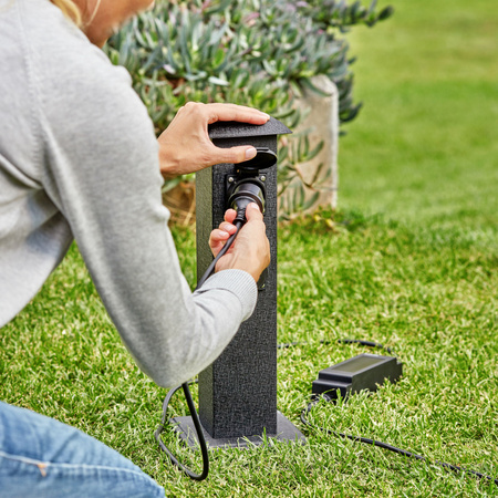 Zestaw 3x Lampa Ogrodowa Zewnętrzna SŁUPEK 25cm LED 6W 600lm 2700K IP44 + Zasilacz Low Voltage 12V Philips