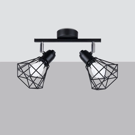 Lampa Sufitowa Listwa Oświetleniowa 2x E14 Żyrandol Geometryczna Geometryczna Czarna Nowoczesna Artemis Sollux