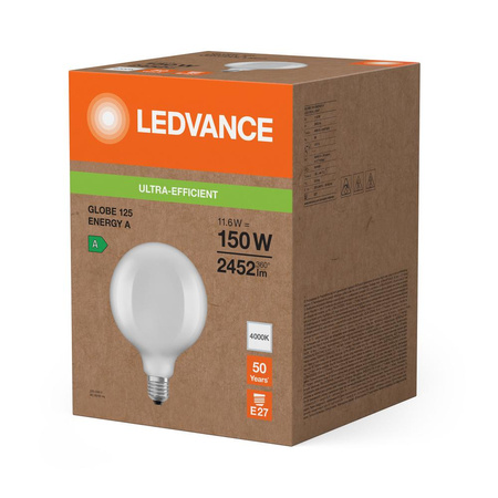 Żarówka LED Kula E27 G125 11.6W = 150W 2452lm 4000K Neutralna 330° Ledvance