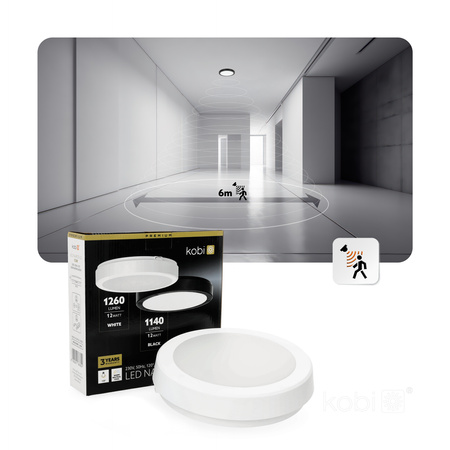 Plafon LED Łazienkowy Sufitowy Natynkowy 12W 1260lm 4000K 120° Biały IP65 Nairos Kobi