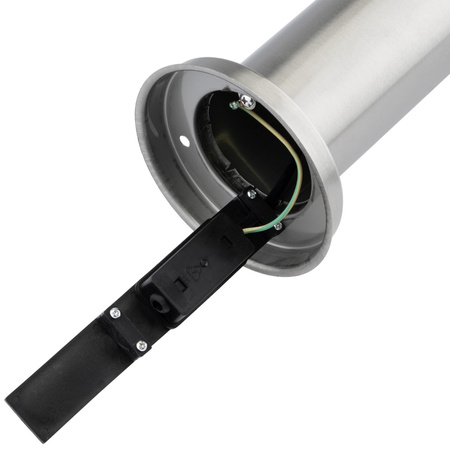 Lampa Ogrodowa Zewnętrzna E27 SREBRNY SŁUPEK 65cm z Gniazdem 230V