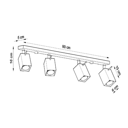 Lampa Sufitowa Oprawa Natynkowa 4x GU10 SPOT TUBA Reflektor Ruchoma Minimalistyczna Kwadratowa Biała Nowoczesna Merida Sollux