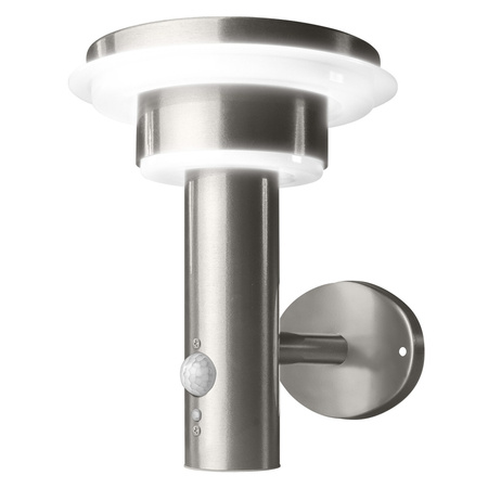 Lampa Ogrodowa Zewnętrzna Kinkiet Elewacyjny LED 6W 400lm 3000K IP44 Srebrny Z Czujnikiem Ruchu i Zmierzchu Endura Ledvance